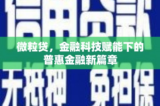 遂昌微粒贷，金融科技赋能下的普惠金融新篇章