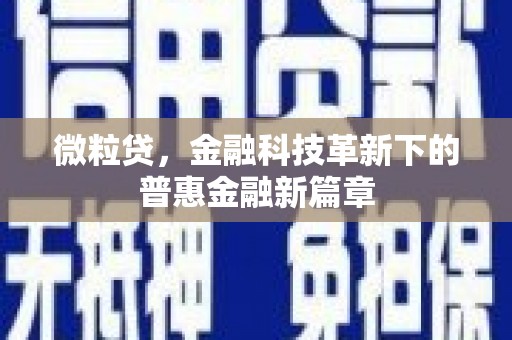 遂昌微粒贷，金融科技革新下的普惠金融新篇章