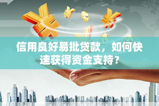 遂昌信用良好易批贷款，如何快速获得资金支持？
