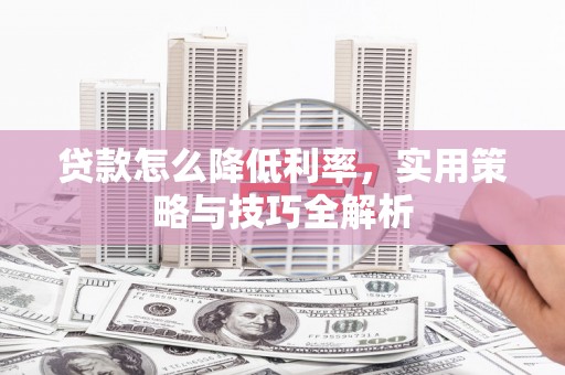 遂昌贷款怎么降低利率，实用策略与技巧全解析