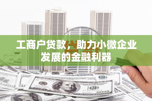遂昌工商户贷款，助力小微企业发展的金融利器